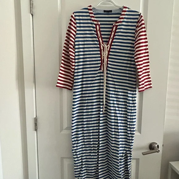 🔻 J.CREW • Women’s Maxi Nautical Dress • Small • Red,White, Blue • - Picture 2 of 7
